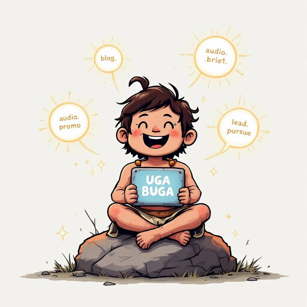 UGA-BUGA caveman with AI command orbs