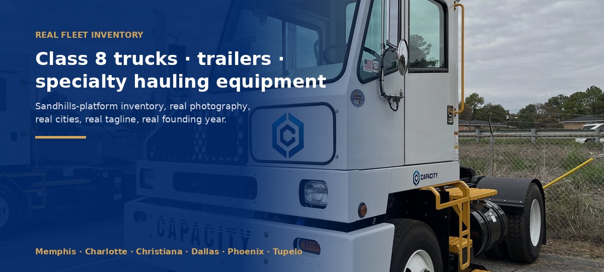 Real Fleet Equipment inventory · Class 8 truck · Memphis dealership · heavy hauling equipment